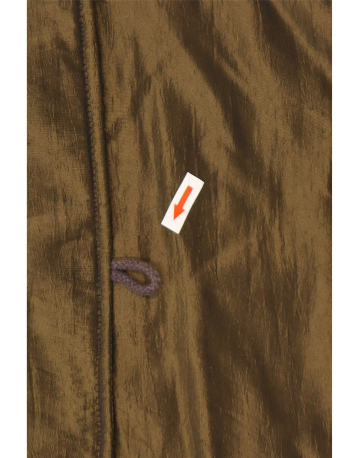 Jaqueta Parka feminina vintage com capuz grande Reino Unido 14 Poliéster cáqui médio