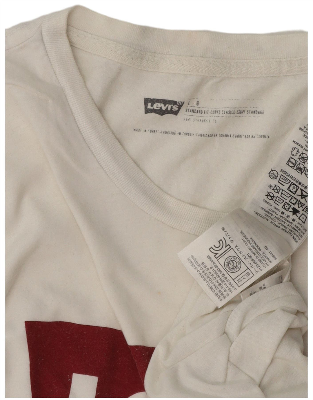 Camiseta masculina Levi's Standard Fit gráfica top grande de algodão branco