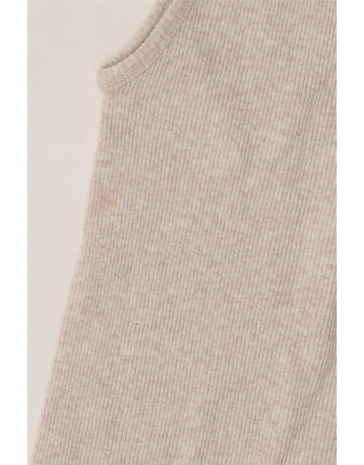 Colete feminino Levi's UK 14 grande algodão manchado bege