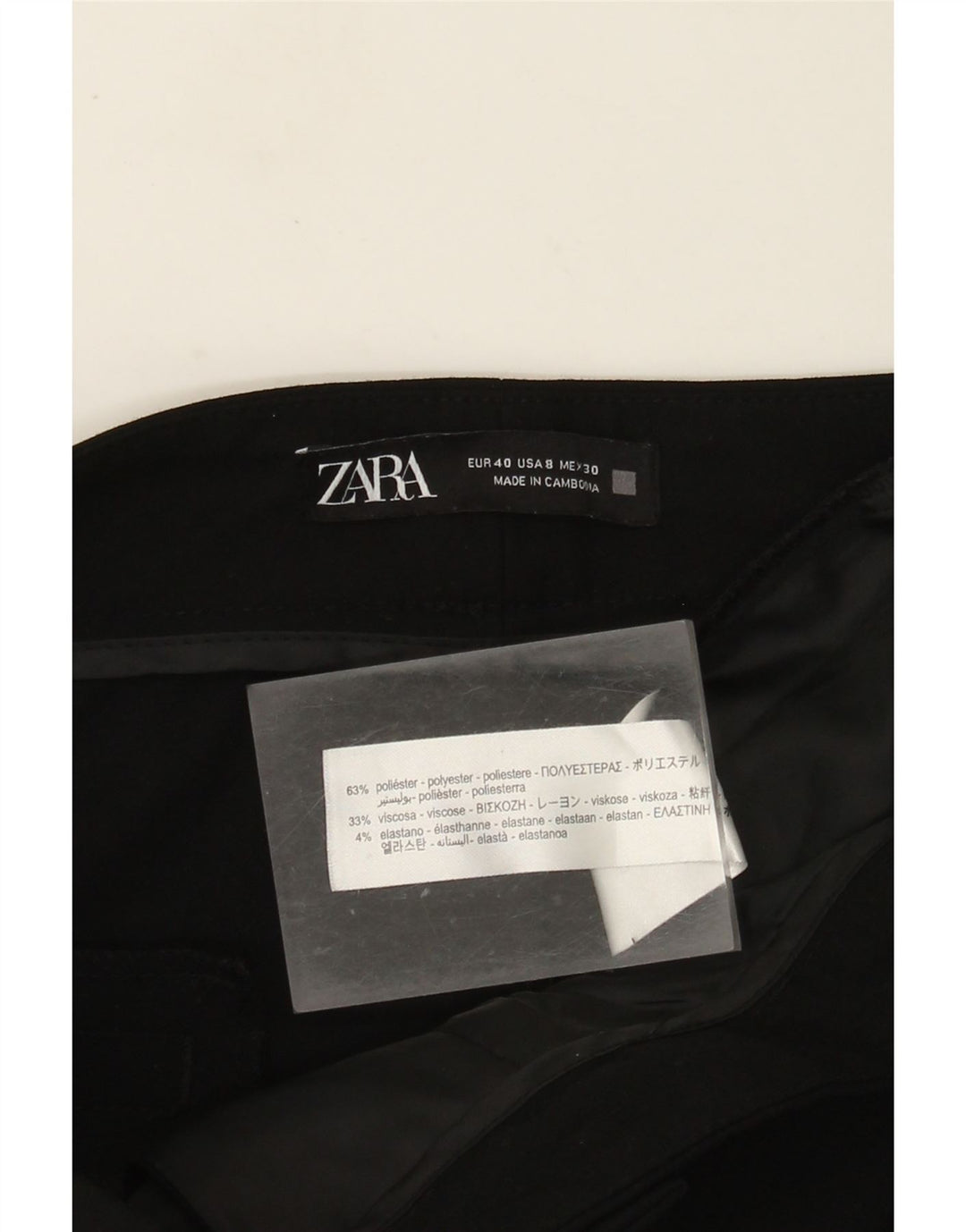 Calça feminina Zara Slim Cropped US 8 Médio W30 L25 Poliéster Preto