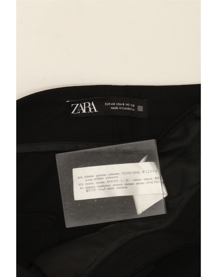 Calça feminina Zara Slim Cropped US 8 Médio W30 L25 Poliéster Preto