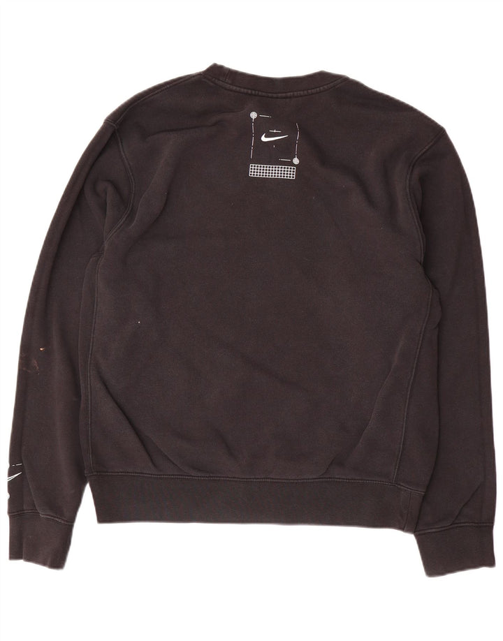 NIKE Mens Loose Fit Moletom Jumper Pequeno Algodão Preto