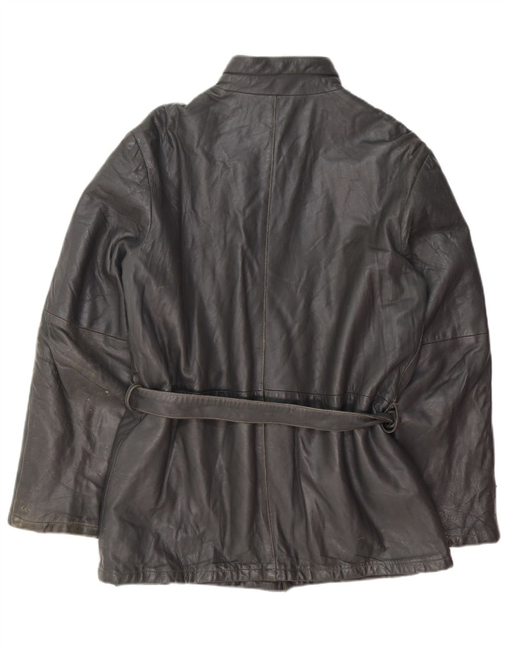 Jaqueta de couro masculina vintage IT 50 grande couro preto