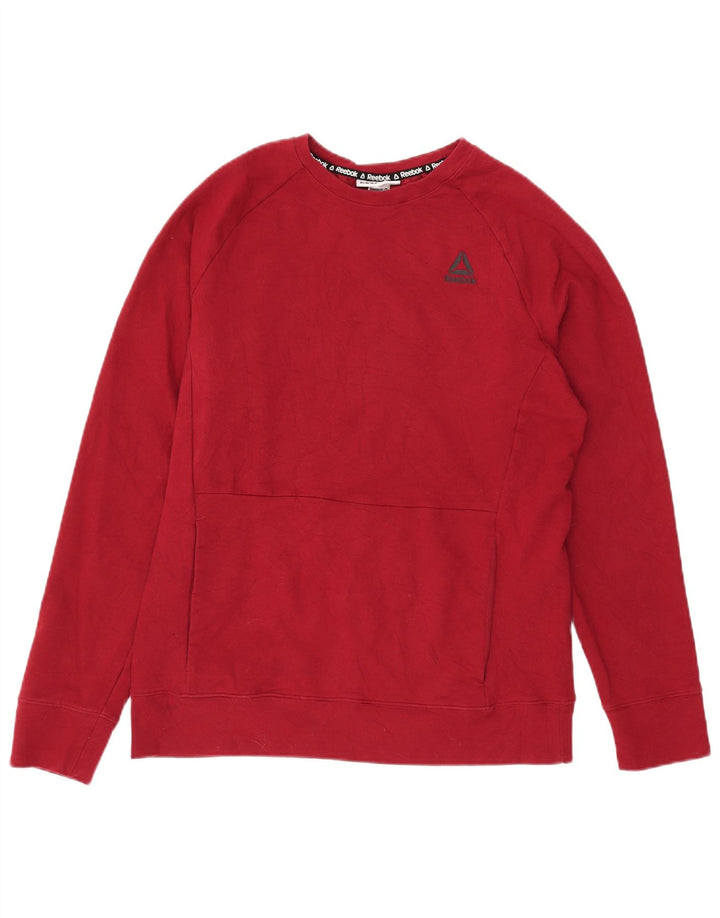 Reebok Mens Moletom Jumper Médio Algodão Vermelho
