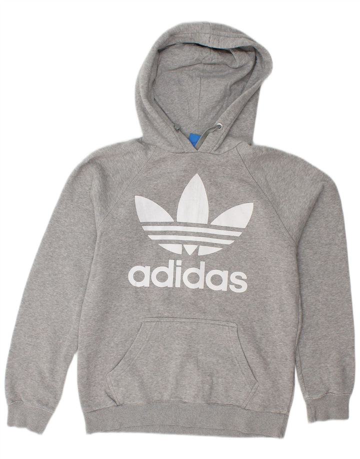 ADIDAS Womens Graphic Hoodie Jumper UK 10 Pequeno Cinza Algodão