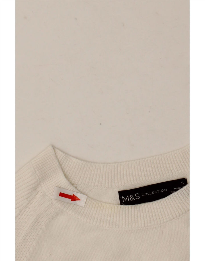 Suéter feminino Marks & Spencer com gola canoa Reino Unido 10 pequeno branco