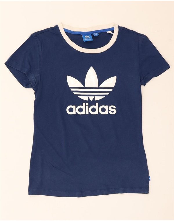 Camiseta Adidas Feminina Graphic Top UK 8 Pequena Azul Marinho