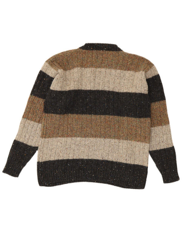 Trussardi Mens Crew Neck Jumper Sweater Medium Multicoloured Striped Wool