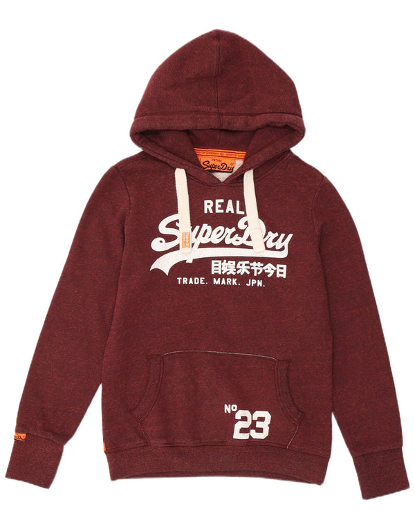 Superdry Womens Graphic Hoodie Jumper UK 14 Médio Borgonha Poliéster