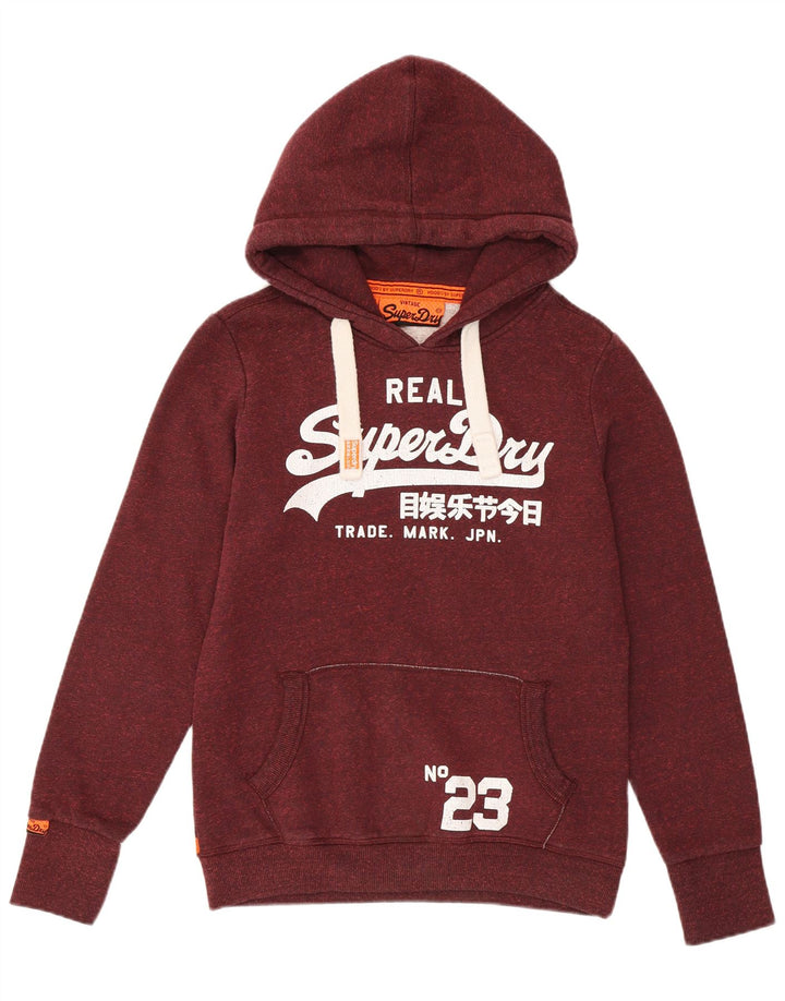 Superdry Womens Graphic Hoodie Jumper UK 14 Médio Borgonha Poliéster