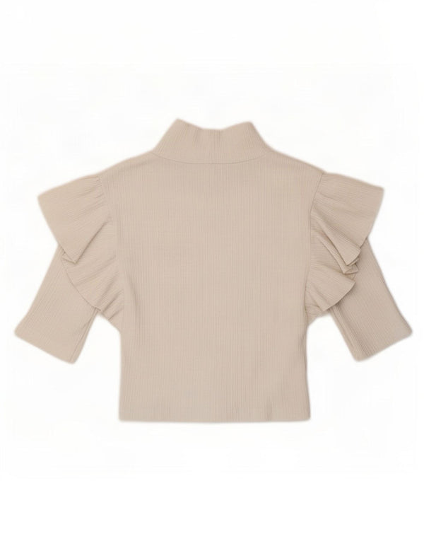 Zara Womens Crop Top UK 8 Pequeno Branco