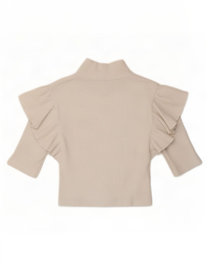 Zara Womens Crop Top UK 8 Pequeno Branco