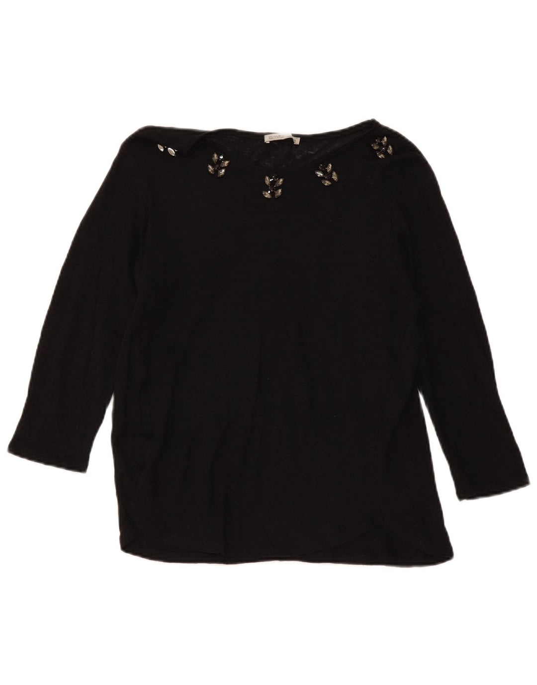 Top feminino Zara manga comprida UK 14 grande preto