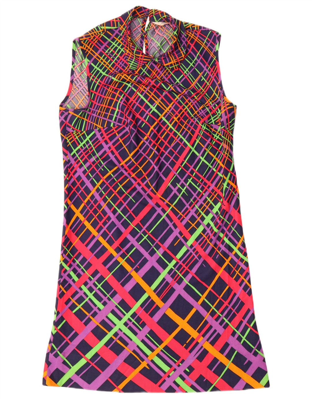 Vestido feminino vintage sem mangas linha A IT 42 médio multicolorido geométrico