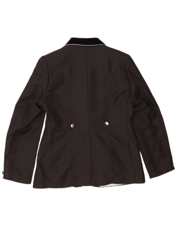Jaqueta blazer feminina vintage com 3 botões EU 38 bloco colorido preto médio