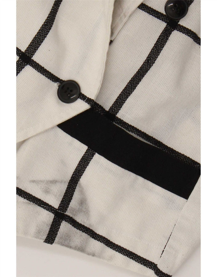 Jaqueta blazer feminina vintage com botões duplos EU 40 médio xadrez branco