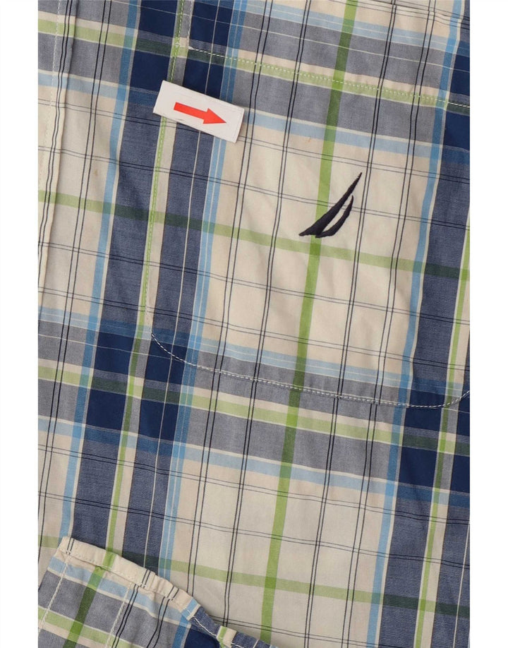 Camisa masculina de manga curta Nautica grande algodão xadrez multicolorido