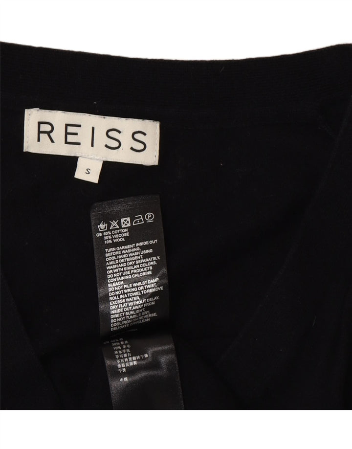 Suéter cardigã masculino Reiss pequeno algodão preto