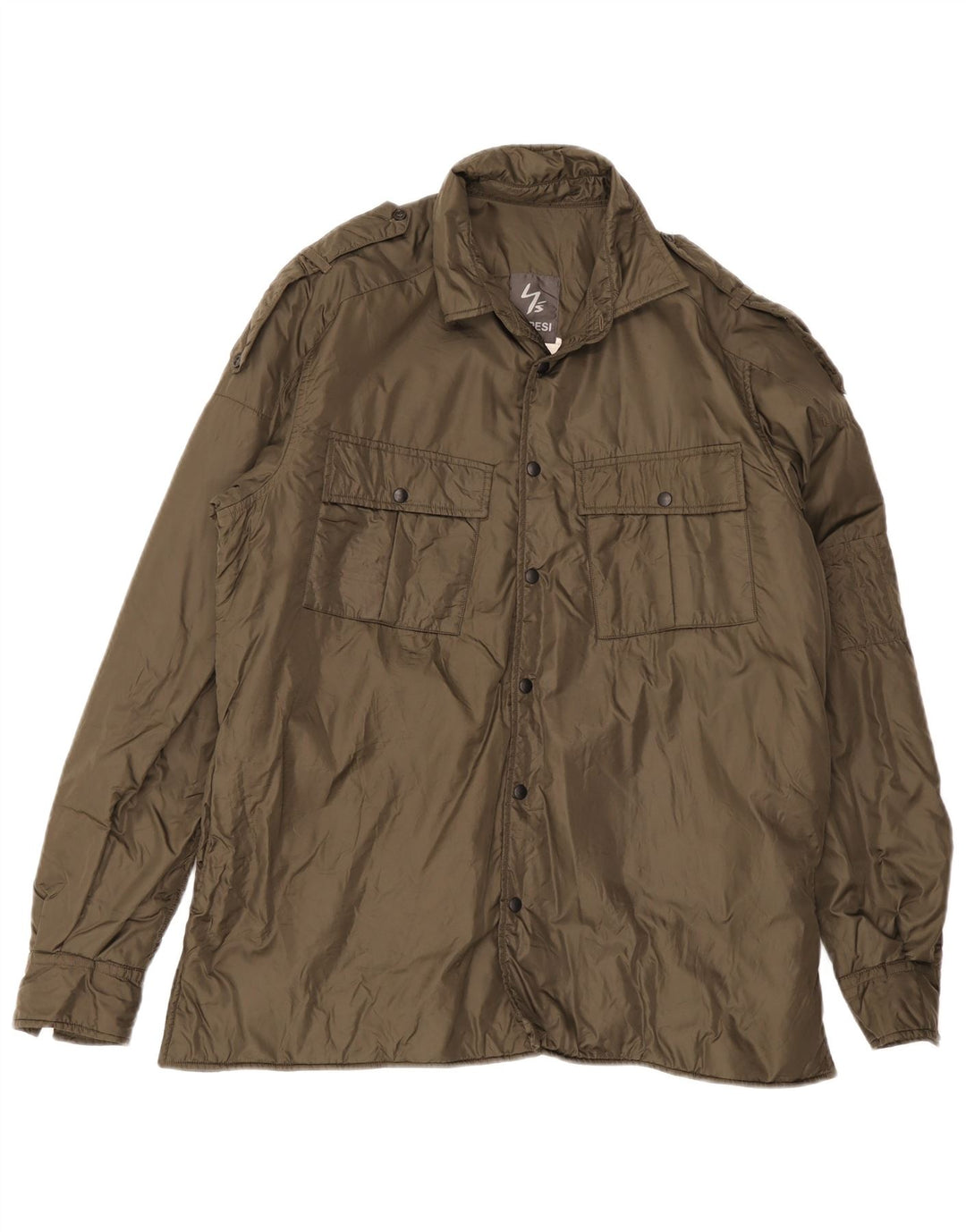 Jaqueta militar masculina Aspesi UK 38 nylon cáqui médio