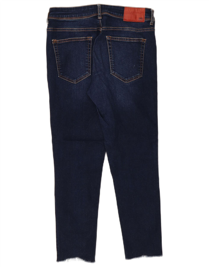 Zara Jeans feminino cortado desgastado UE 38 pequeno W28 L26 azul marinho