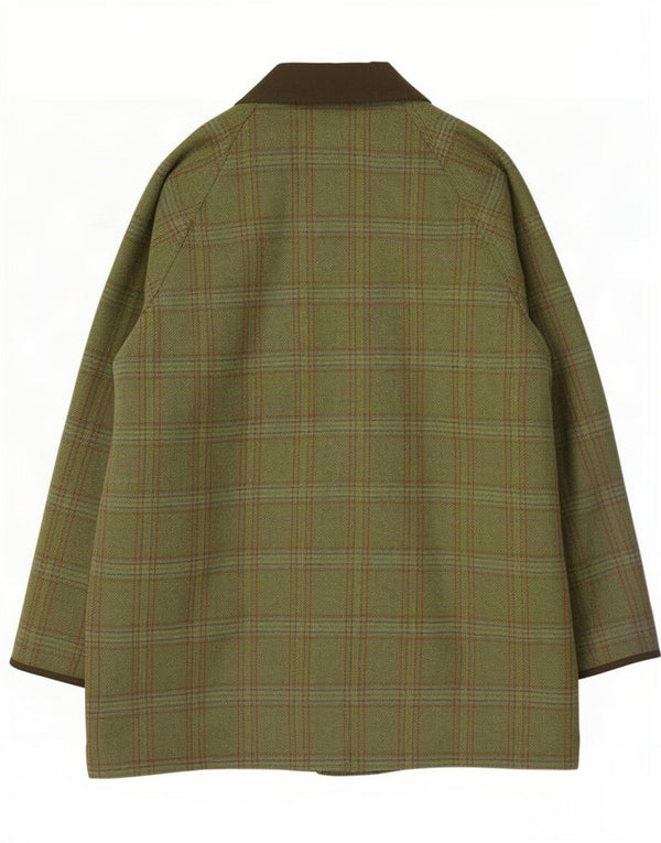 Jaqueta utilitária masculina Chrysalis UK 44 2XL lã xadrez cáqui