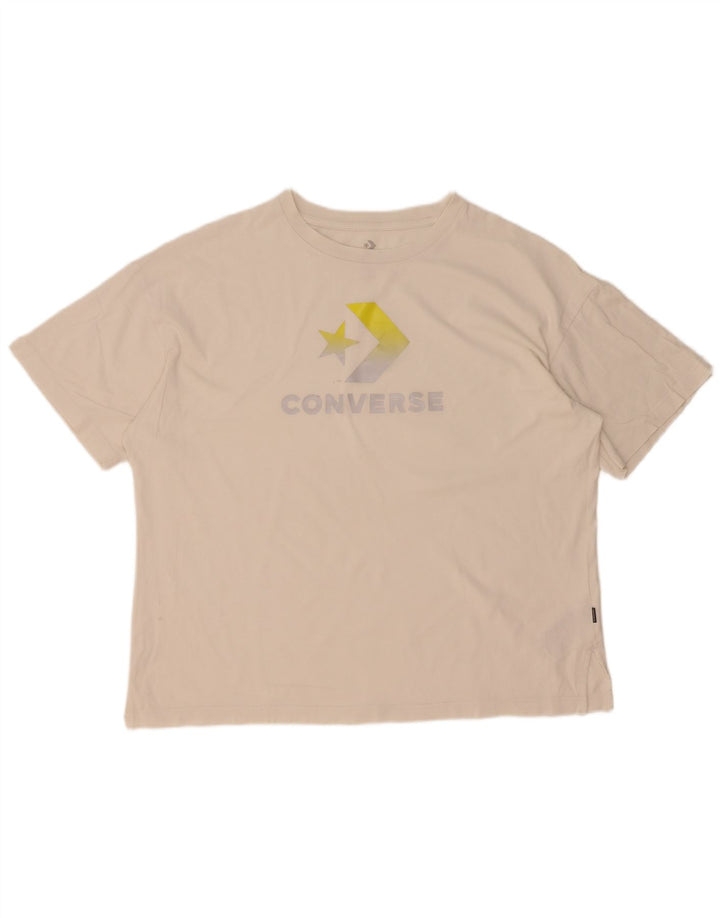 Camiseta masculina Converse Oversized Graphic Top grande algodão branco