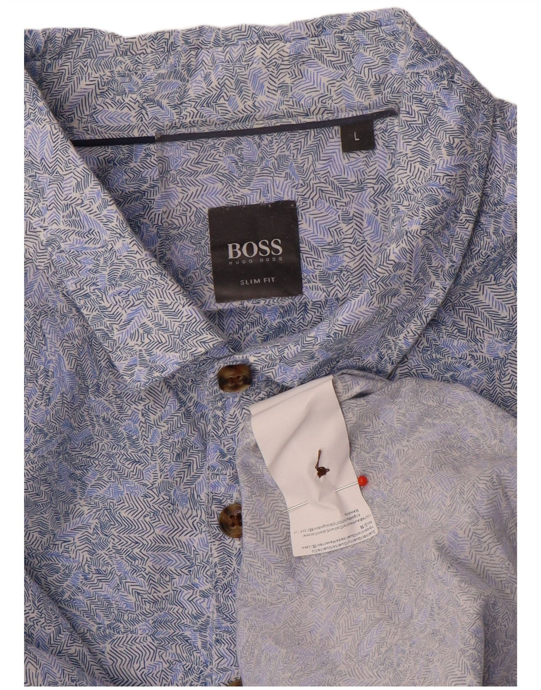 Camisa masculina Hugo Boss com estampa abstrata slim fit grande algodão azul