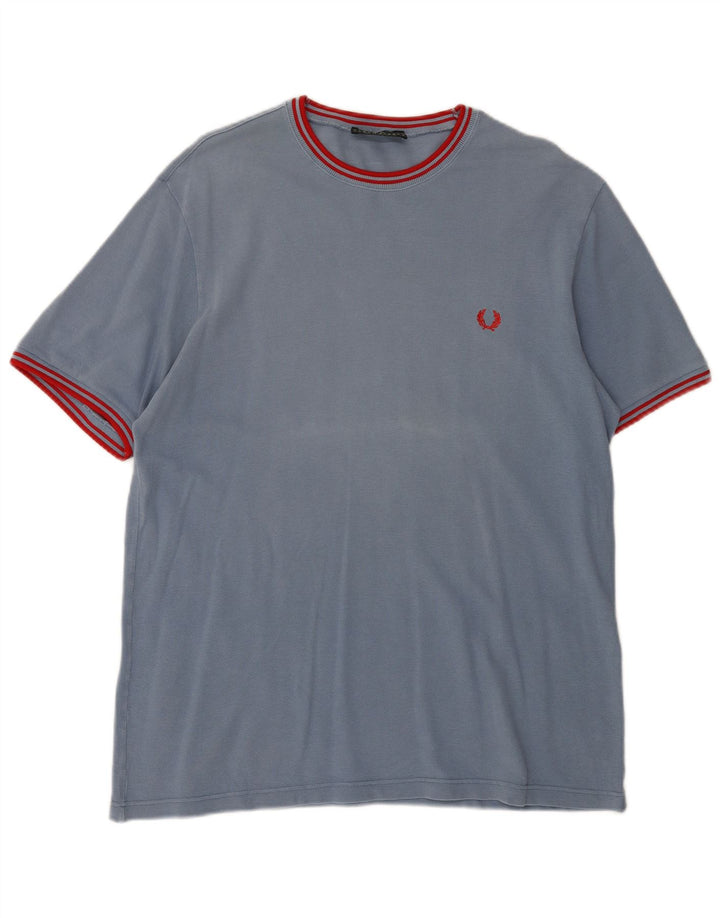 FRED PERRY Camiseta masculina grande algodão azul