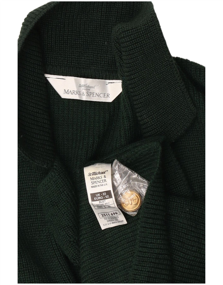 Suéter cardigã feminino Marks & Spencer UK 22 3XL lã verde