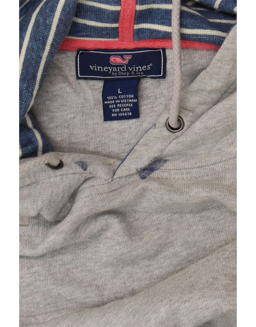 VINEYARD VINES moletom com capuz masculino grande algodão cinza