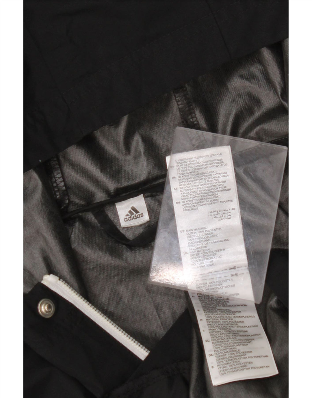 ADIDAS Mens Hooded Rain Jacket UK 38 Médio Preto Poliéster