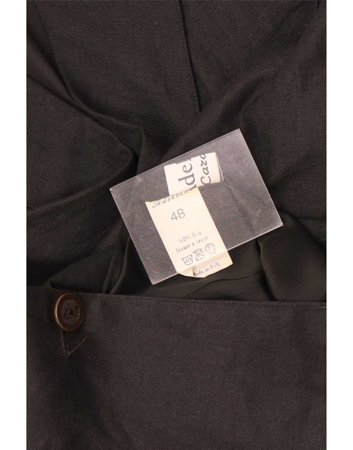 Jaqueta blazer feminina vintage com peito duplo IT 48 XL linho cinza