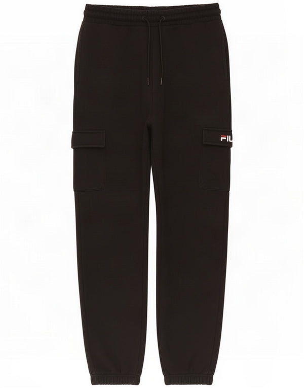 Fila Mens Cargo Calças de treino Joggers Grande Algodão Preto
