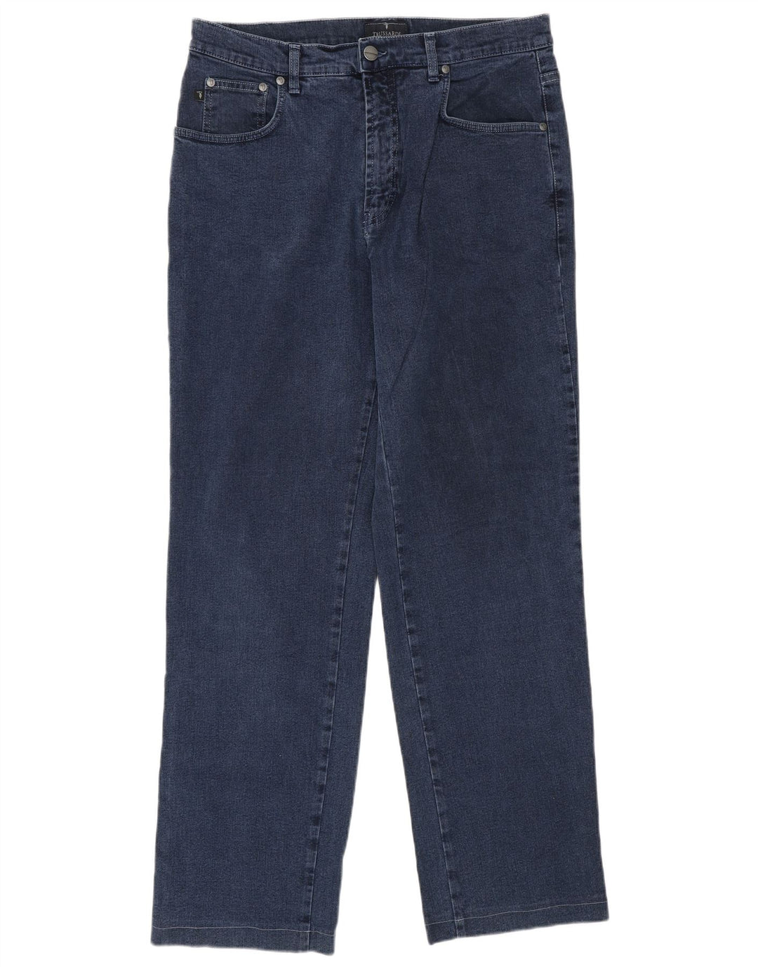 Trussardi Mens Straight Jeans W34 L30 Azul Marinho Algodão