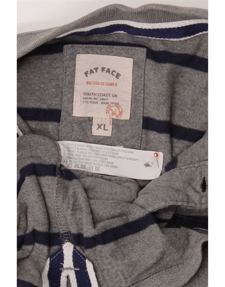 Camisa polo masculina Fat Face XL algodão listrado cinza