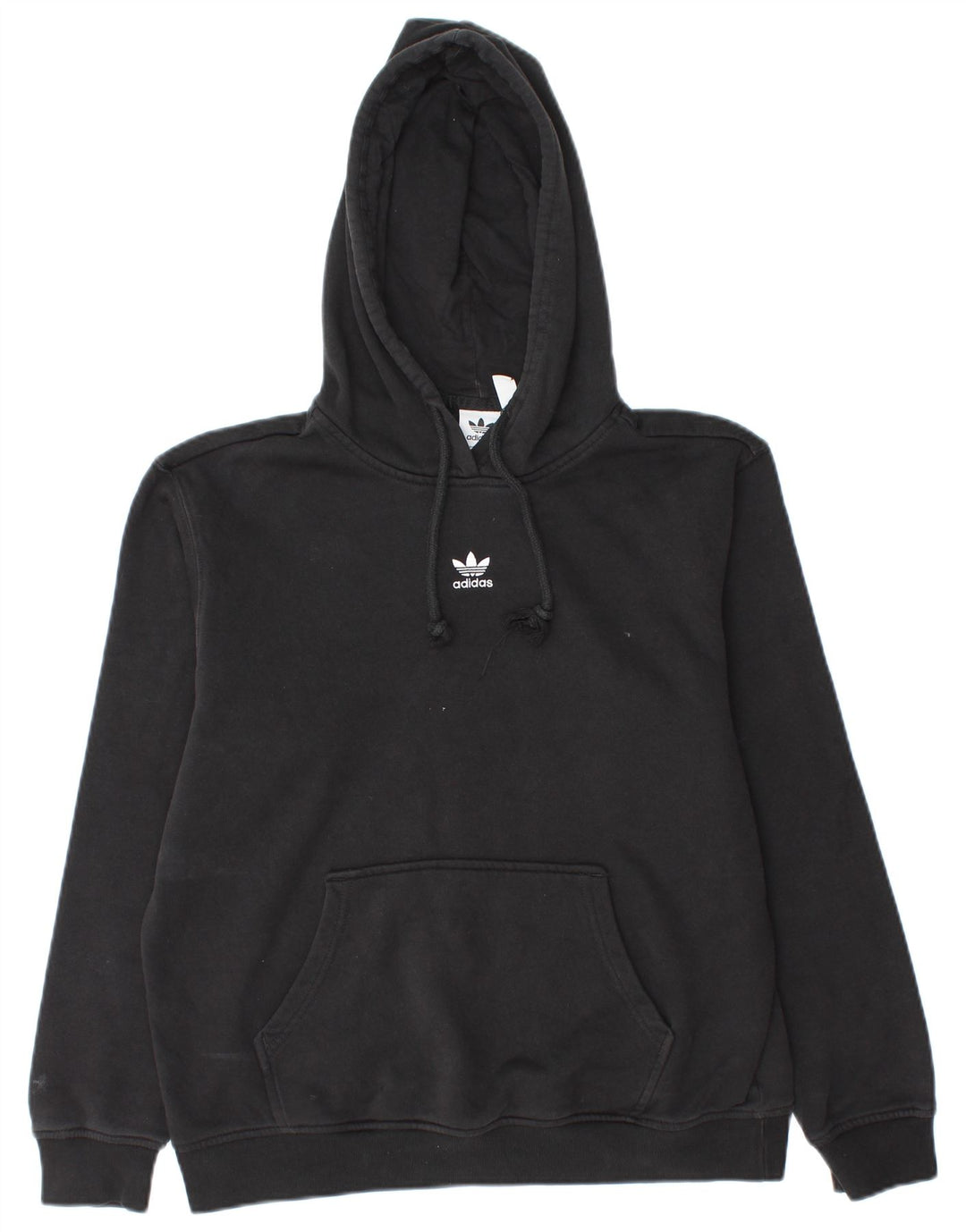 Adidas Womens Oversized Hoodie Jumper UK 12 Médio Algodão Preto