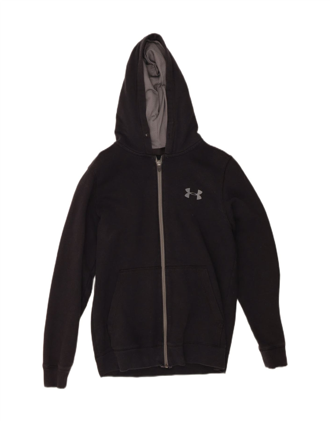 Suéter masculino Under Armour com capuz e zíper pequeno algodão preto