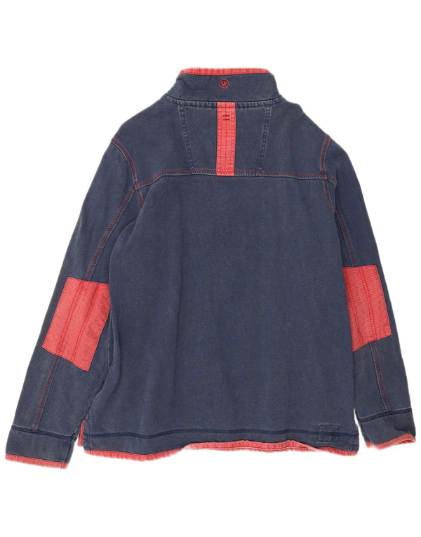 Moletom masculino Fat Face com zíper e pescoço 2XL algodão colorblock azul marinho