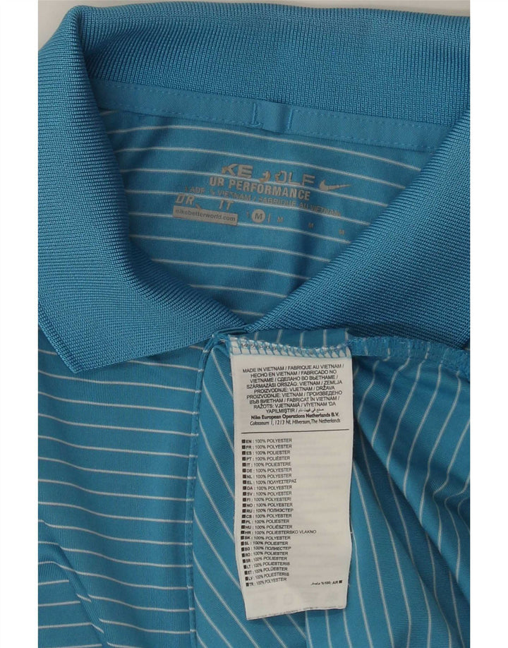 Camisa polo masculina Nike Dri Fit média azul risca de giz poliéster