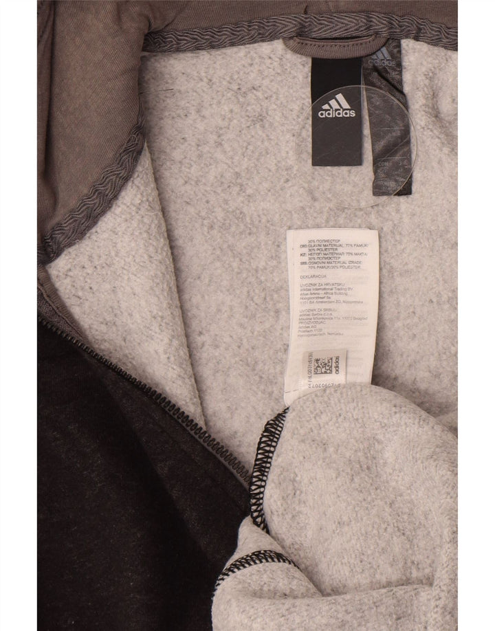 Adidas masculino zip moletom com capuz pequeno algodão cinza