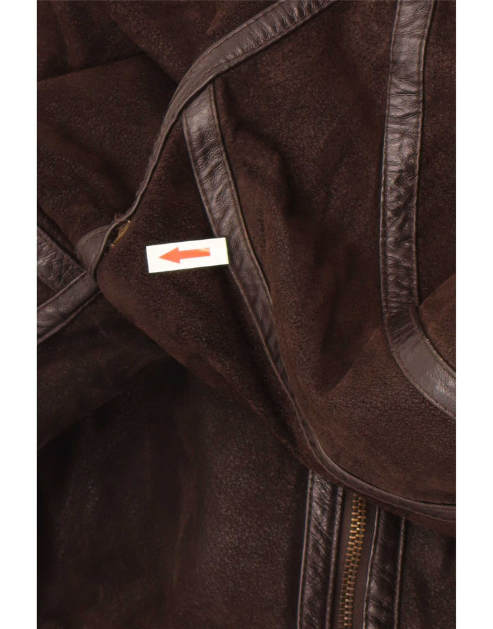 Jaqueta masculina de couro Sherpa Conbipel Reino Unido 40 grande marrom