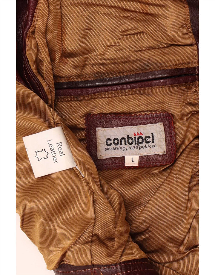 Conbipel Mens Leather Gilet UK 40 Grande Borgonha