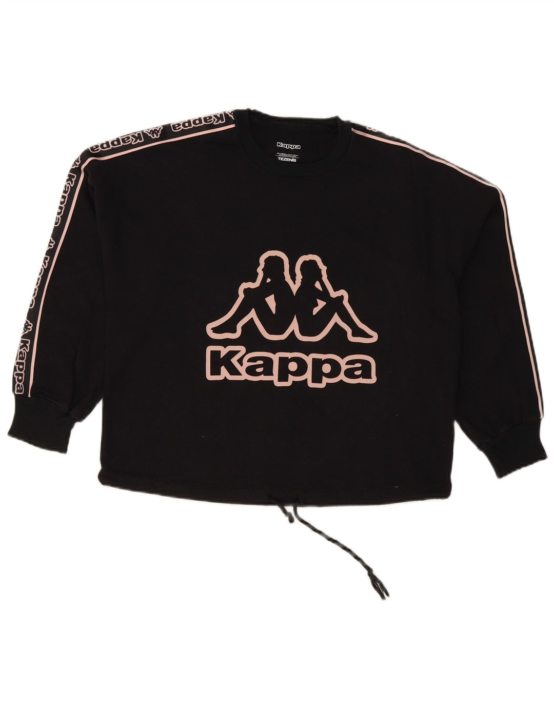 Kappa feminino Tezenis gráfico moletom jumper UK 12 médio preto