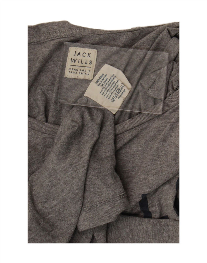 JACK WILLS Camiseta masculina gráfica top pequeno algodão cinza