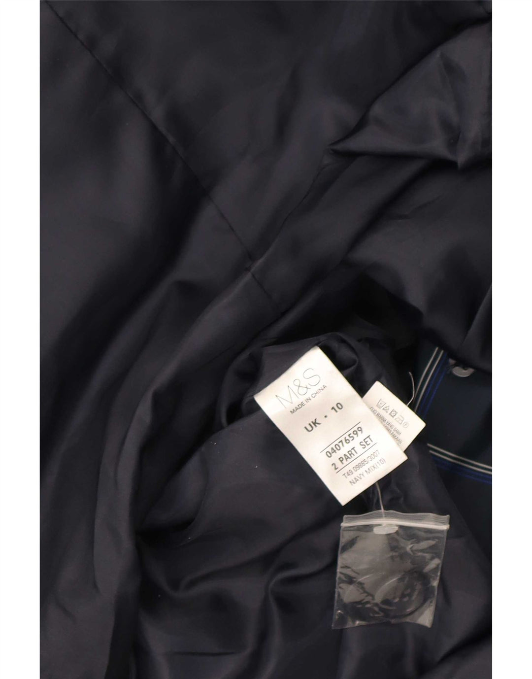 Trench Coat feminino Marks & Spencer Reino Unido 10 pequeno poliéster xadrez azul marinho