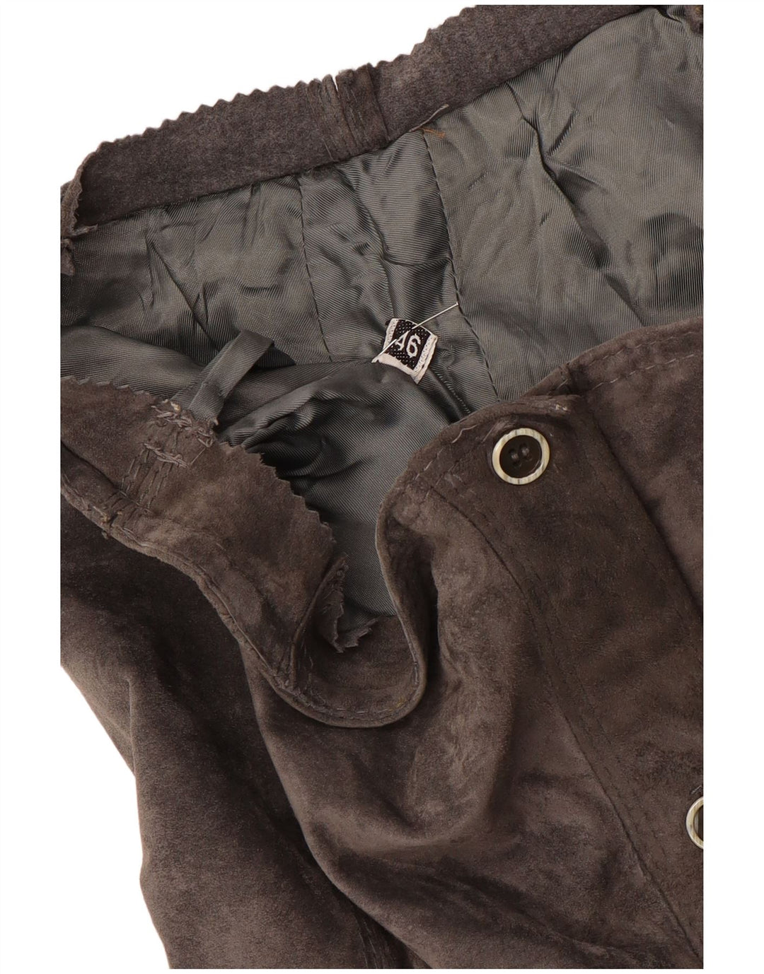 Saia reta feminina vintage de camurça IT 46 grande W30 cinza