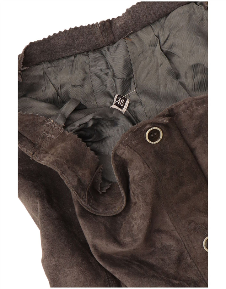 Saia reta feminina vintage de camurça IT 46 grande W30 cinza