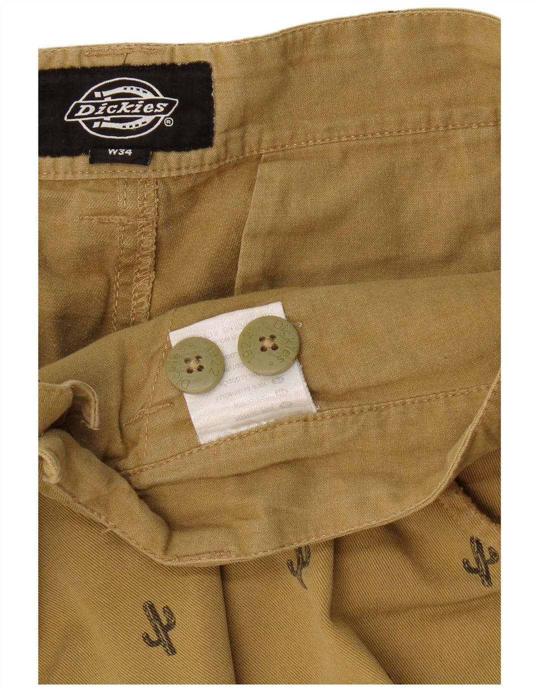 DICKIES Mens Chino Shorts W34 Grande Algodão Bege Manchado
