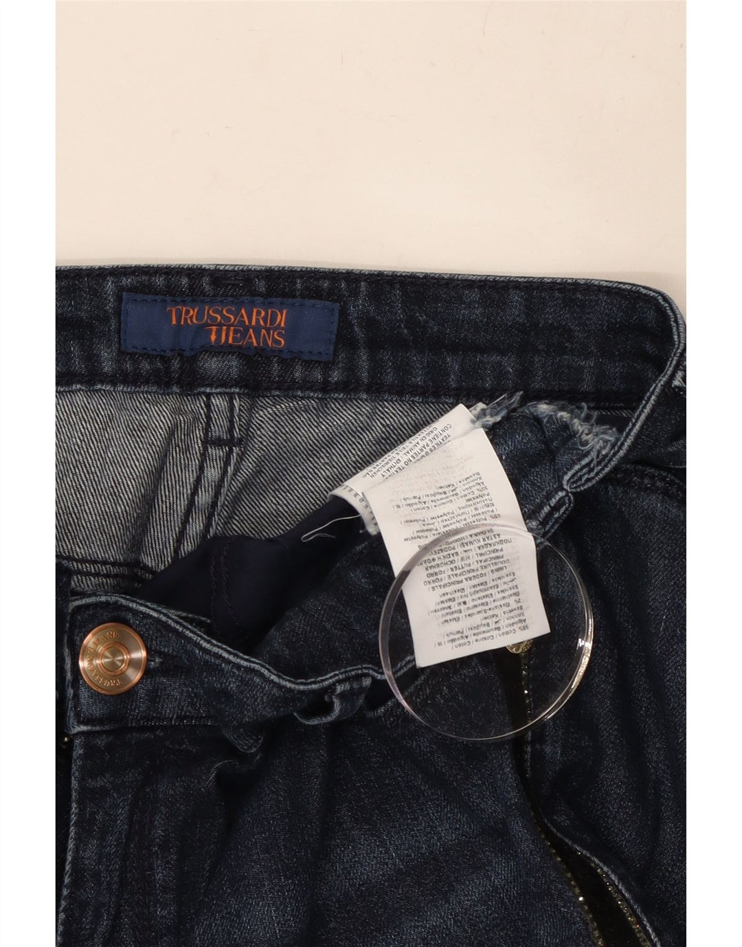 Jeans recortados femininos TRUSSARDI W30 L24 algodão azul marinho