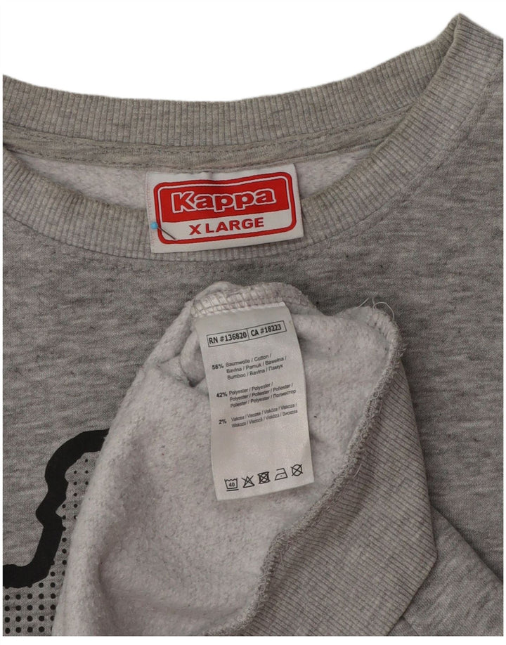 Moletom gráfico masculino Kappa Jumper XL cinza manchado de algodão